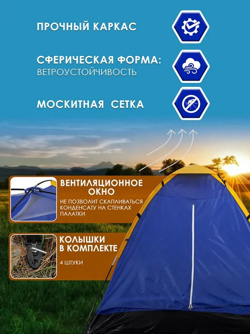 AMI Палатка туристическая 2х-местная для отдыха и рыбалки, вариант, фото 2