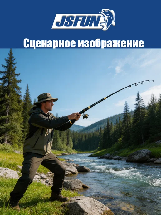 Телескопическое спиннинговое удилище карбоновое, черный