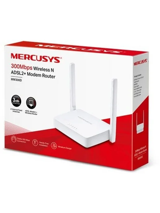 Wi-Fi роутер/точка доступа MERCUSYS MW300D ADSL2, белый, фото 4