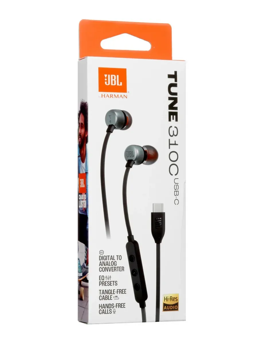 JBL Наушники проводные TUNE310C USB-C с микрофоном Черный