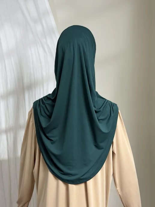 Muslima Style Готовый хиджаб двойка с бони в нахлест, зеленый, фото 5