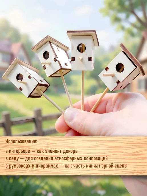 Декоративные скворечники для интерьера и творчества, бежевый, фото 4