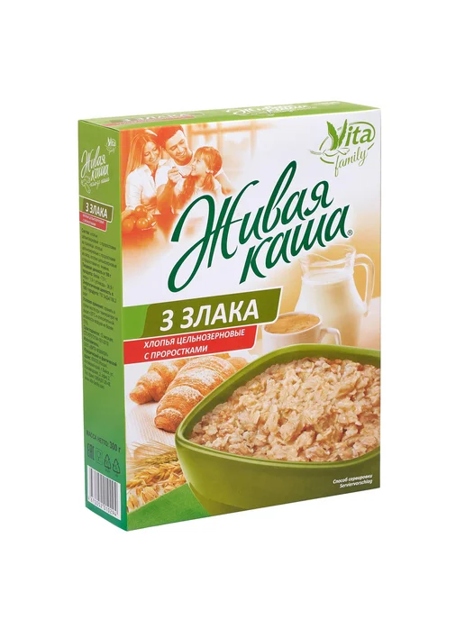 AvrAm Хлопья 3 ЗЛАКА цельнозерновые с проростками 300 г, 300 г, фото 2