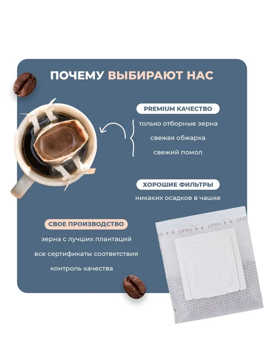 Стрелка кофе Дрип кофе молотый арабика 100%, Эфиопия Сидамо, 50шт х11.5г, 50 шт, 11,5 г, фото 3