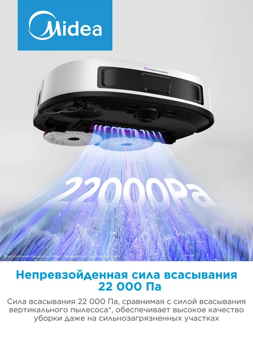 Midea Робот-пылесос V15 EVO ULTRA, влажная уборка, самоочистка, белый, фото 2