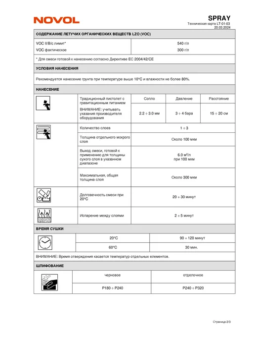 NOVOL Шпатлевка жидкая отделочная Spray Filler 1,2 кг+разбавитель, 1,2 кг, фото 4