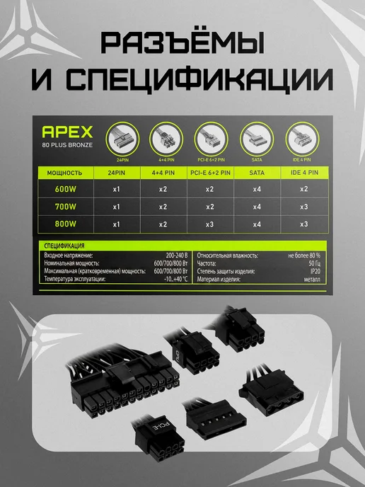 Zone 51 Блок питания для пк 600W Apex 80Plus Bronze, 600 Вт, фото 4