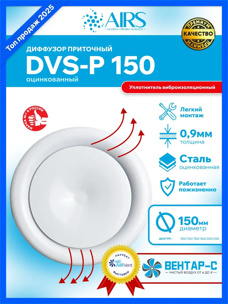 Диффузор приточный DVS-P-150 оцинкованный металл