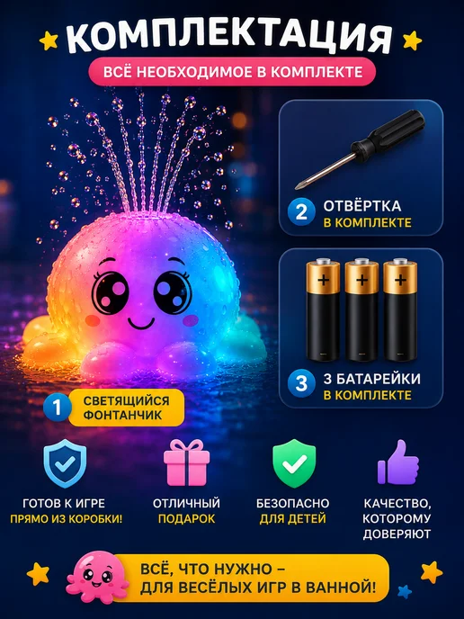 Осьминог-фонтан игрушка для ванны, вариант, фото 3