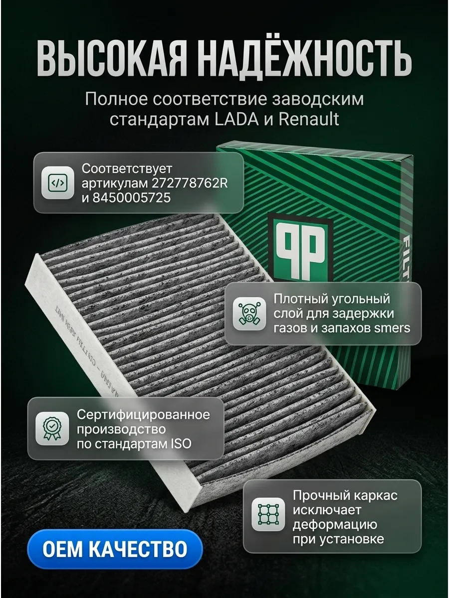 Фильтр салона Веста, XRAY BM угольный