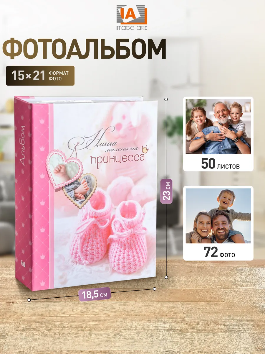 Фотоальбом для новорожденного девочка 15х21 с кармашками