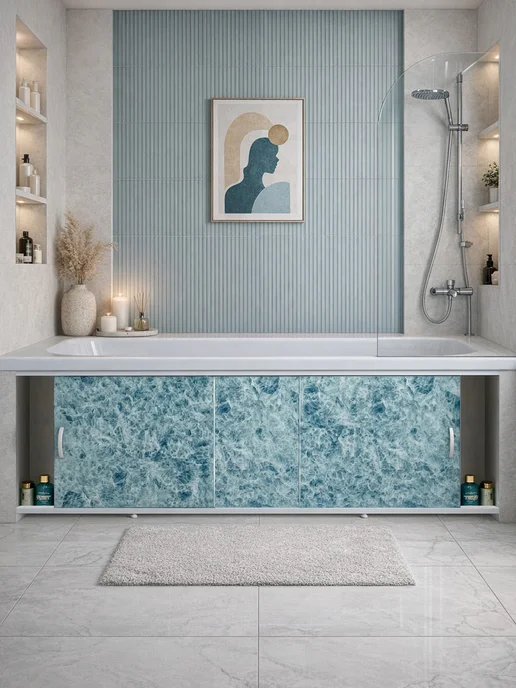 Alavann Экран под ванну пластиковый Elegant 150 волны, голубой, фото 2