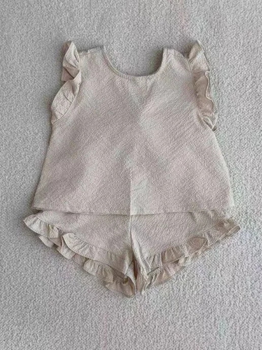 Muffin.Kids Детский костюм летний с шортами набор для новорожденных, белый, фото 2