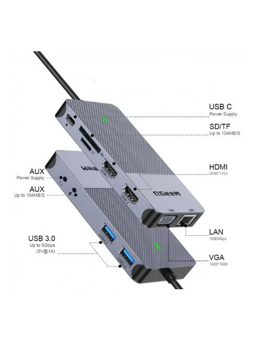 KS-is Док станция KS-868 DisplayLink 11 в 1, серый, фото 2