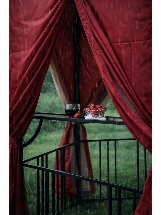 Tent-chehol Тент и шторы на шатёр. Садовая беседка Гексагон, бордовый, красный, фото 2