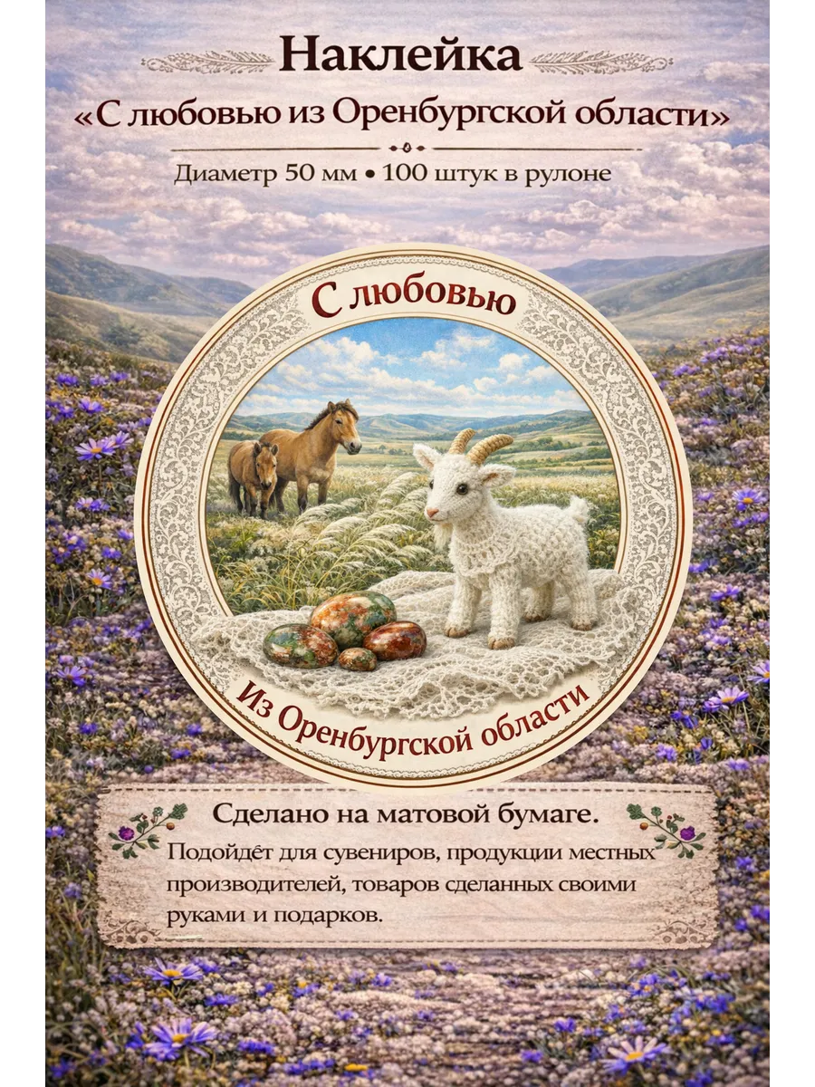 Наклейка "С любовью из Оренбургской области"