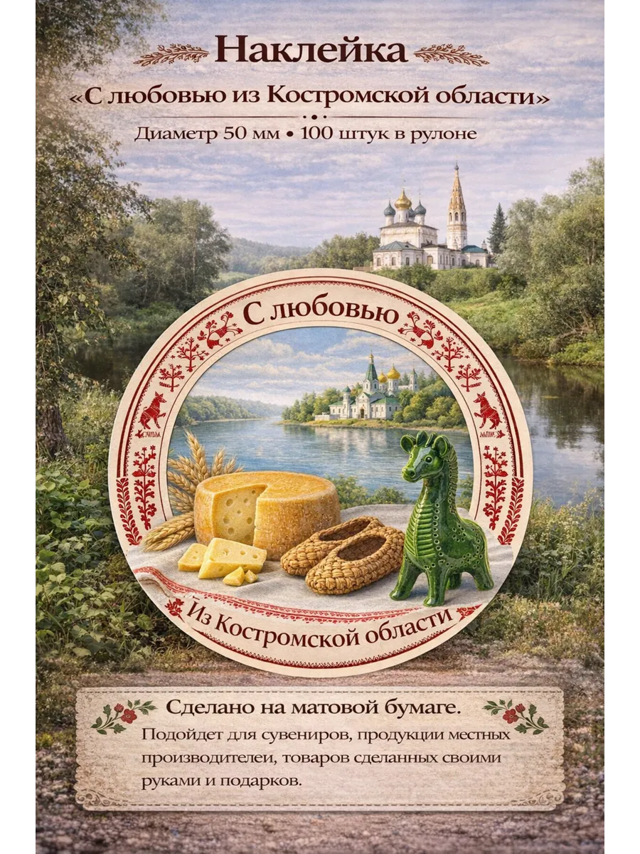 Наклейка "С любовью из Костромской области"