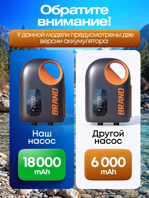 ZZGroup Насос для лодки ПВХ, сапборда электрический аккумуляторный, черный, фото 3