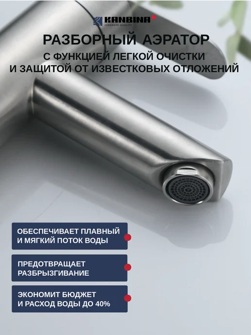 KANBINA Смеситель для раковины серебро, серебристый, фото 4