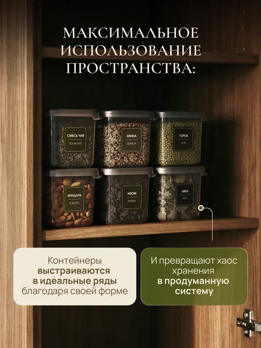 Палитра Уюта Набор банок для сыпучих продуктов, белый, 6 шт, фото 2