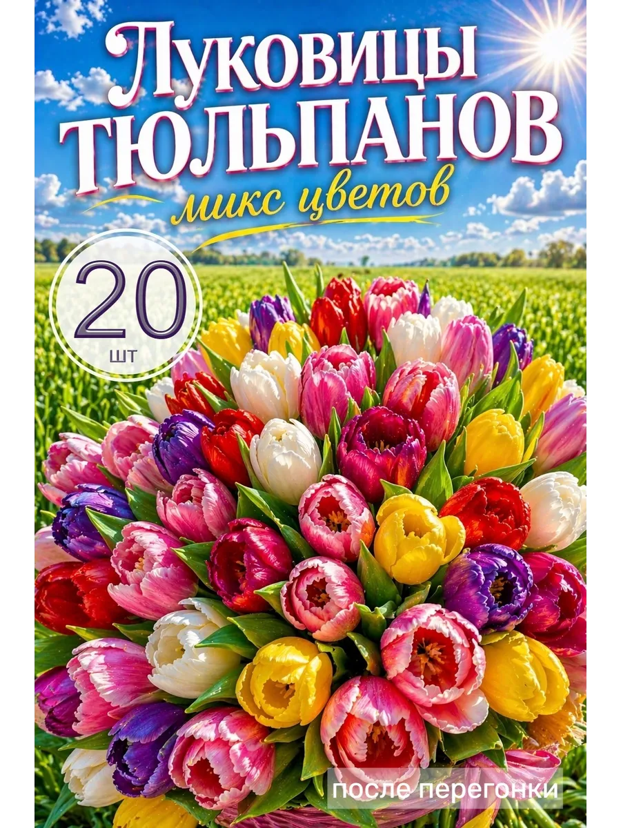 Тюльпаны луковицы 20 шт микс цветов на посадку весной