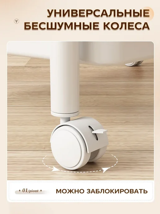 OptexpressTV Металлическая этажерка для ванной и кухни на колесиках, белый, фото 5