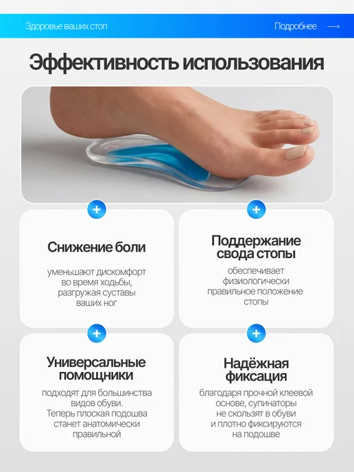 TISA FASHION супинатор для туфель силиконовая защита пяток, синий, фото 5