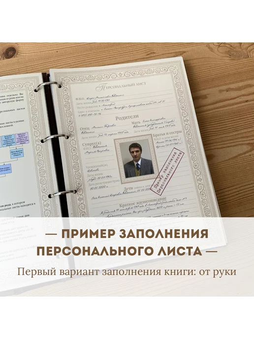 Книга на Века Подарочная Родословная книга альбом Древо в оплётке кожа, коричневый, фото 6