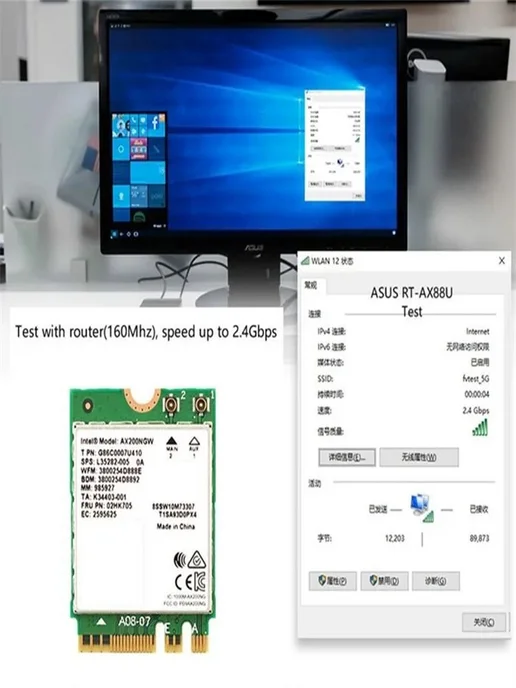 Intel Wi-Fi адаптер Wi-Fi 6 AX200, 2230, 2x2 AX+BT, 3000 Мбит с Bluetooth, фото 4