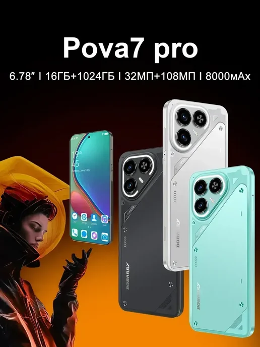 Смартфон TECHAURA Pova 7 Pro 6/12 ГБ, черный, фото 3