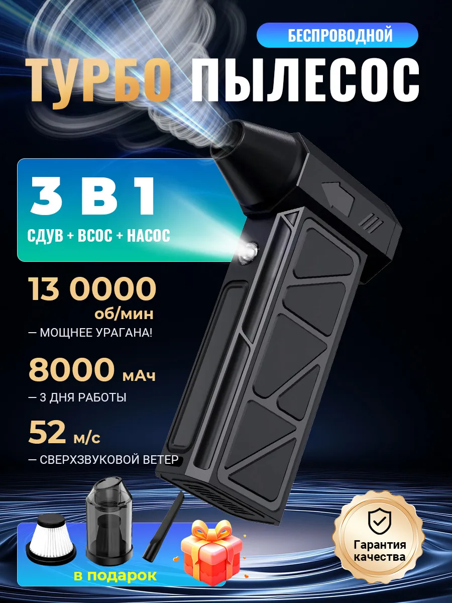 Воздуходувка аккумуляторная мощная пылесос для пк и авто