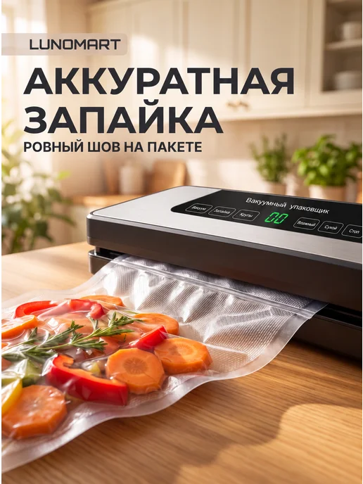 LUNOMART Вакууматор для продуктов с пакетами и резаком, вариант, фото 2