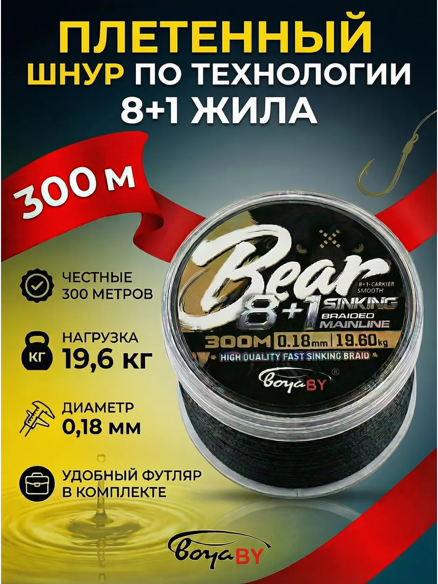 Плетеный шнур для рыбалки 8+1 жила 0,18 мм