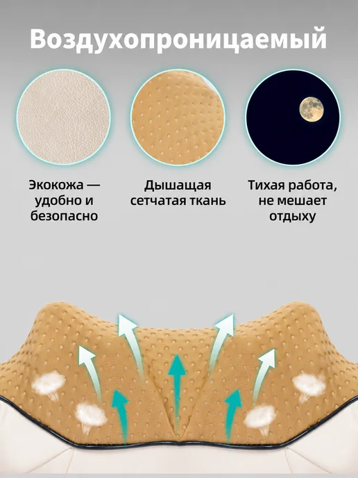 Nekteck Массажер для шеи и спины с подогревом подарок, бежевый, фото 3