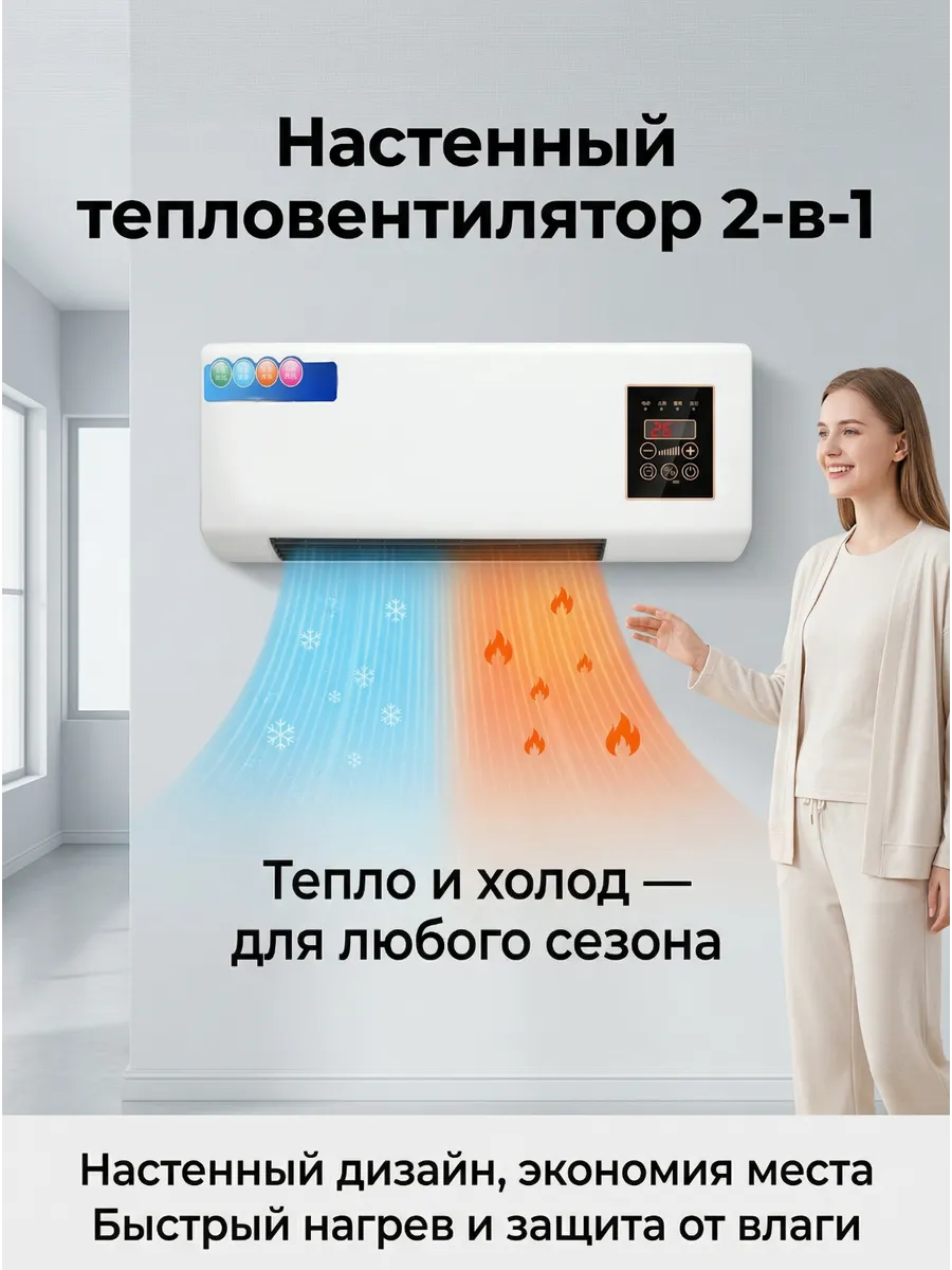 Керамический тепловентилятор настенного монтажа