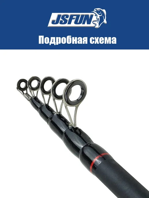 Телескопическое спиннинговое удилище карбоновое, черный, фото 4