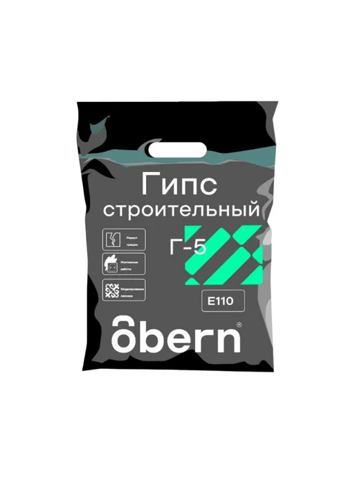 Obern Гипс строительный, Г-5, Е-110, белый, 5 кг, 3 кг, фото 3