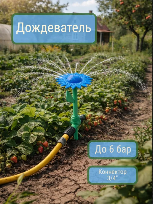 PARK Разбрызгиватель для полива цветок голубой на пике, голубой