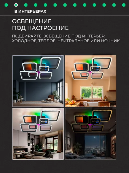 CBETЛO Люстра потолочная светодиодная для спальни, гостиной, черный, фото 3