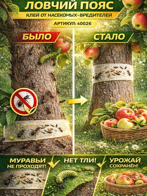 Клей защита сада от вредителей, Ловчий пояс, белый, фото 2