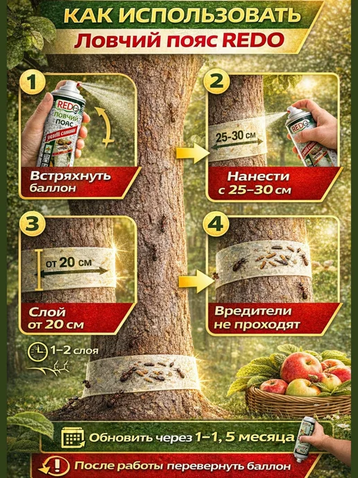 Клей защита сада от вредителей, Ловчий пояс, белый, фото 4