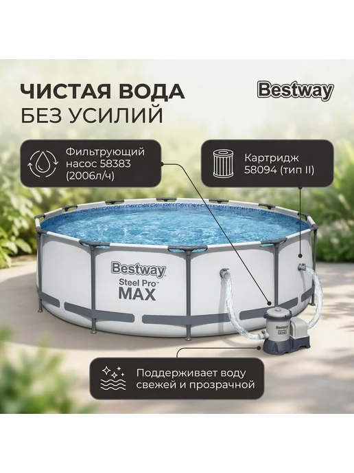 Bestway Каркасный бассейн 56260 56260, белый, фото 2