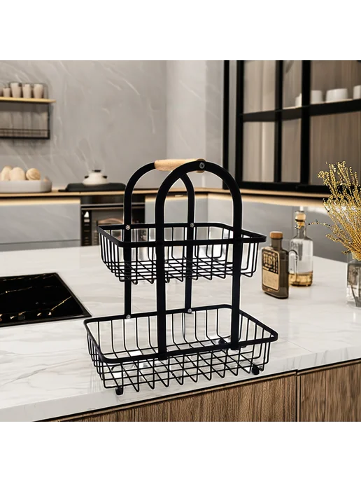 TOP-Store 2-хярусная фруктовница Корзина металлическая, черный, фото 4
