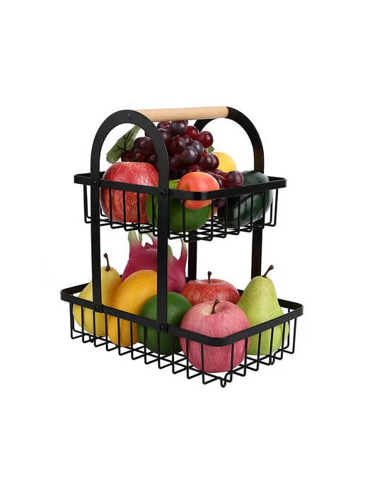 TOP-Store 2-хярусная фруктовница Корзина металлическая, черный, фото 7