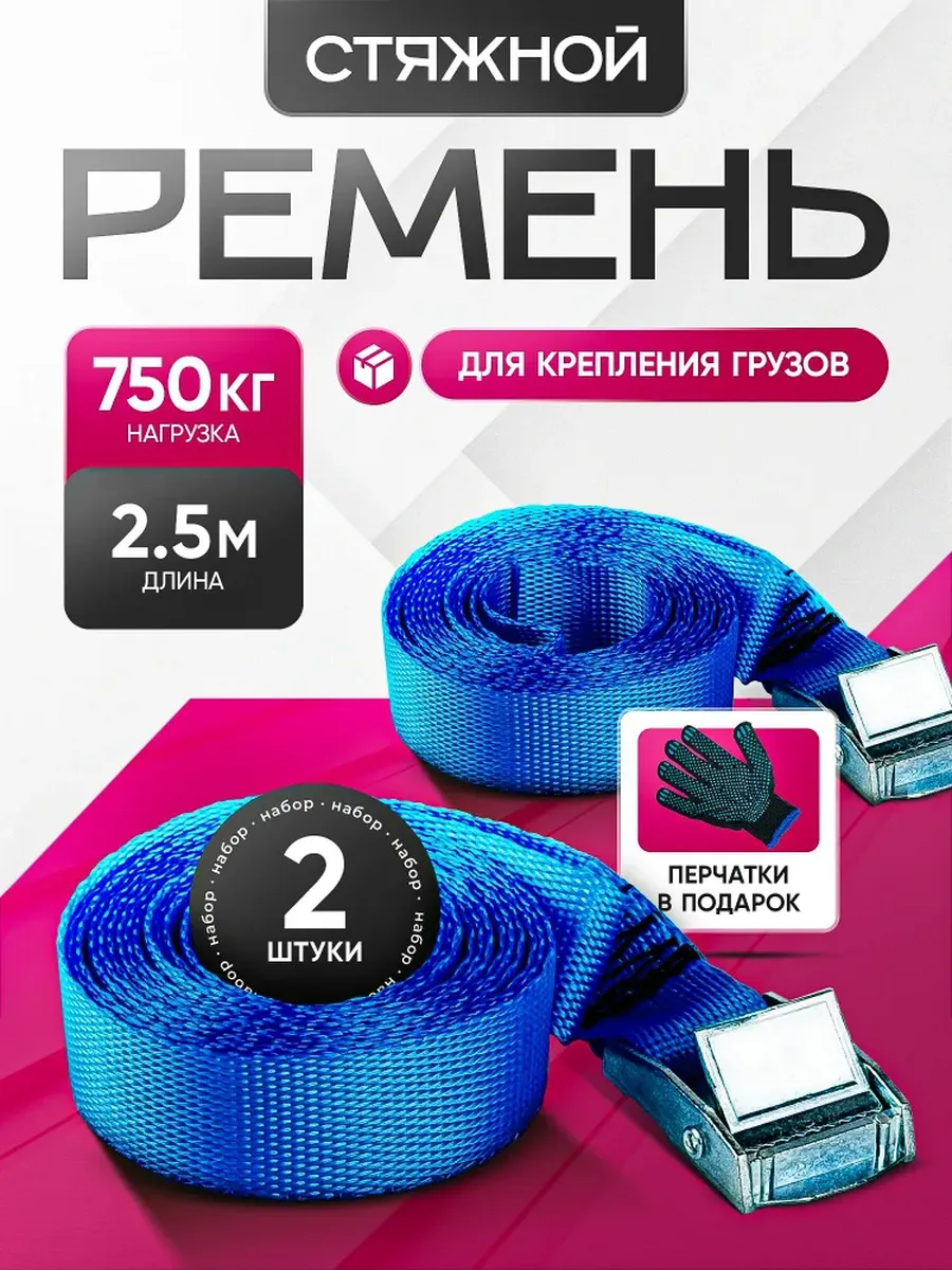 Стяжки для крепления груза 2 шт 25мм 2,5 метра 750 кг