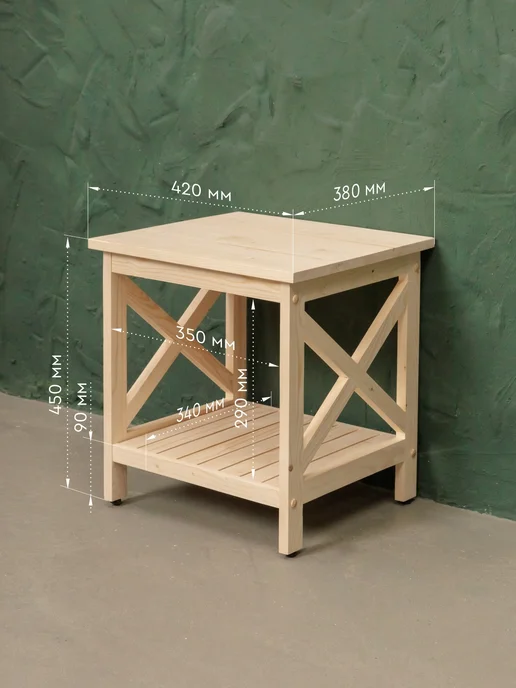 Wooden-world Тумба прикроватная напольная деревянная 45х42х38см, 45x42x38 см, фото 5