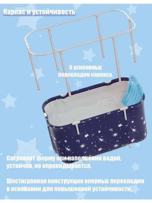 Складная ванна для купания детей и взрослых, синий, фото 4