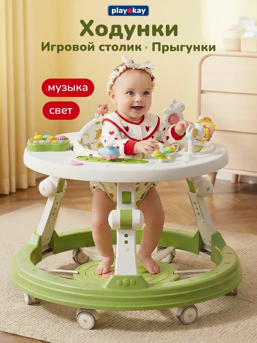 Каталка ходунки детские с игровой панелью 3 в растущие