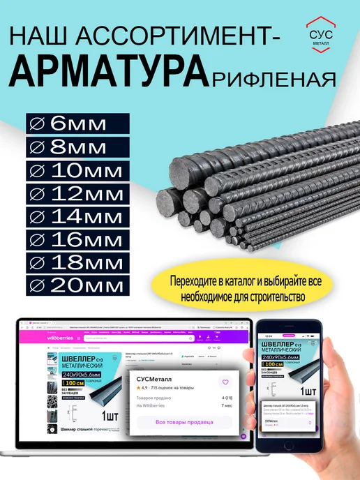 Арматура стальная 8мм А3 А500С длина 0,5 метр, 1 м, фото 3