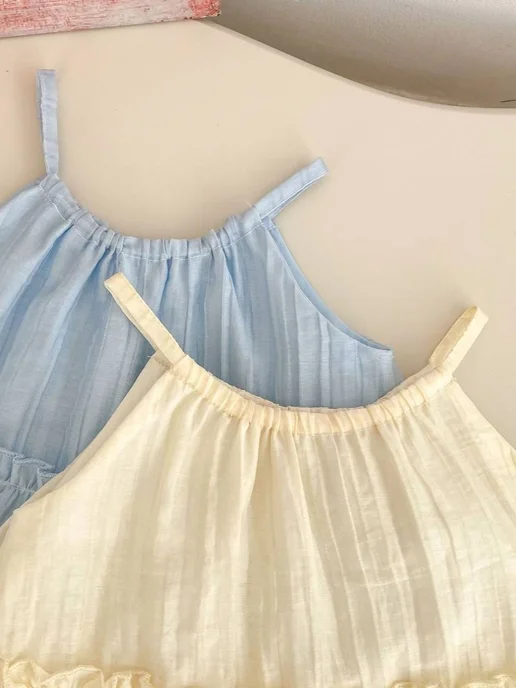 Muffin.Kids Детский костюм летний со штанами набор для новорожденных, желтый, фото 4
